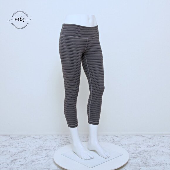 Lululemon High Times Pant Luxtreme Cyber Striped Coal Low Waist Crop Leggings - Picture 5 of 13